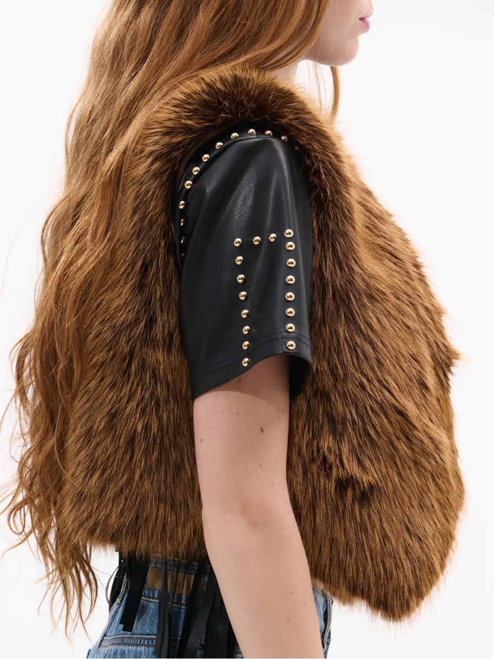 Women's Brown Faux Fur Vest - Luxe Layering - Picture 2 of 3